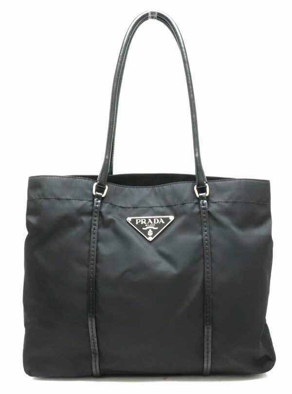 31841918 Prada Tote Bag Shoulder Tote Nylon Leather Black