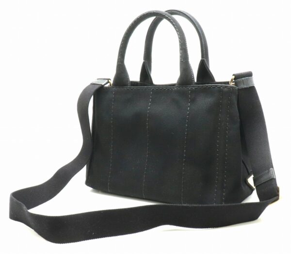 31850413 1 Prada Canapa Tote Bag 2WAY Canvas Leather Black