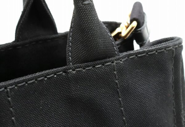 31850413 6 Prada Canapa Tote Bag 2WAY Canvas Leather Black