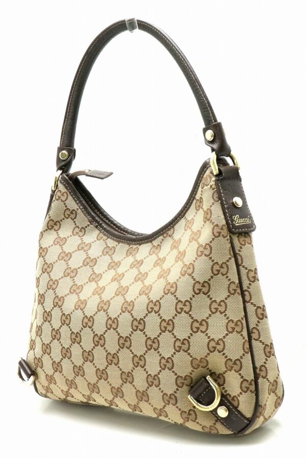 31850439 1 Gucci Abbey GG Leather Shoulder Bag Khaki