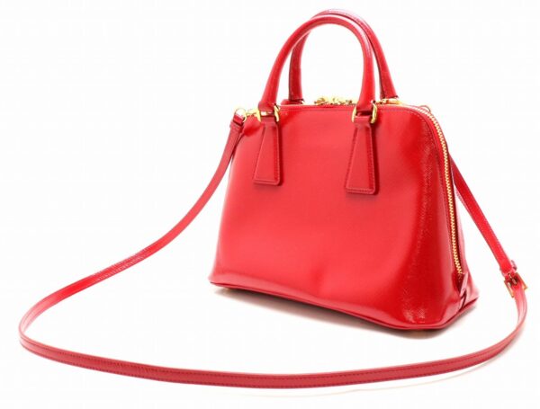 31850466 1 Prada Promenade Handbag 2WAY Crossbody Enamel Leather Red