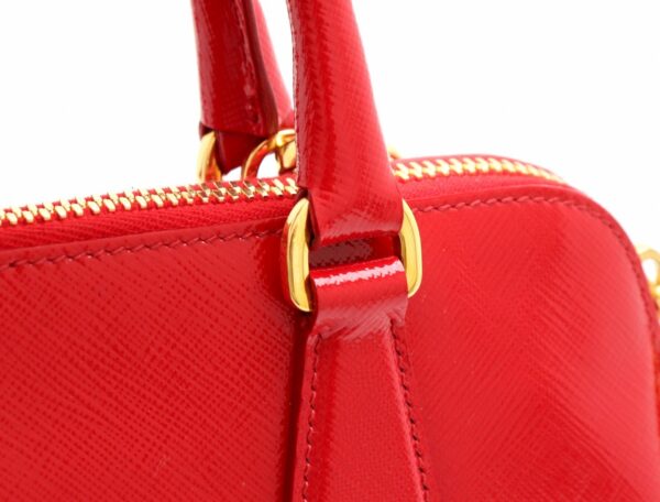 31850466 6 Prada Promenade Handbag 2WAY Crossbody Enamel Leather Red