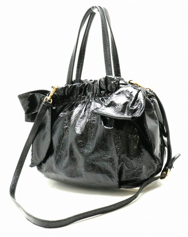 31850482 1 Prada Tote Bag 2WAY Crossbody Gathered Patent Leather Black