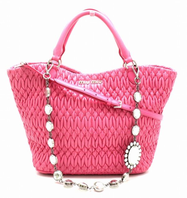 31850927 Miu Miu Nappa Crystal 2way Bag Leather Pink