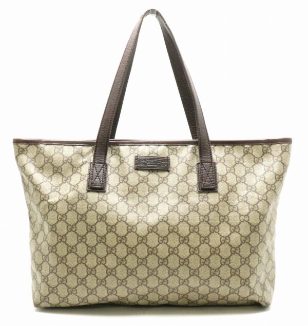 31850948 Gucci GG Plus GG Supreme Leather Tote Bag Khaki