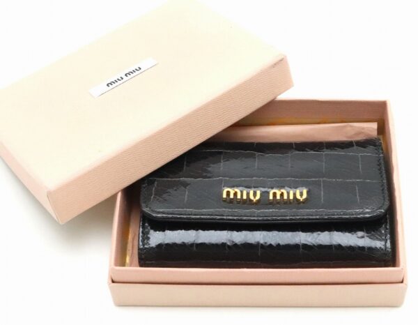 31851521 8 Miu Miu 6 Row Key Case Embossed Leather Black