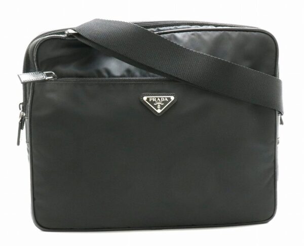 31851598 Prada Shoulder Bag Business Nylon Leather Black