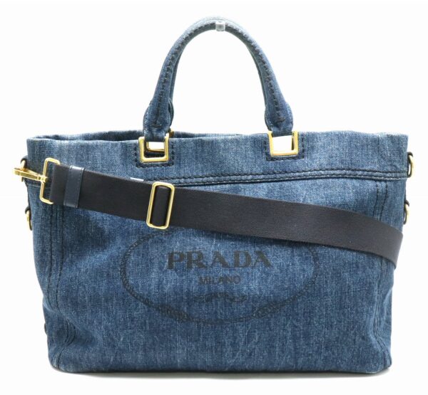 31851632 Prada Canapa Tote Bag 2WAY Denim Canvas Gray