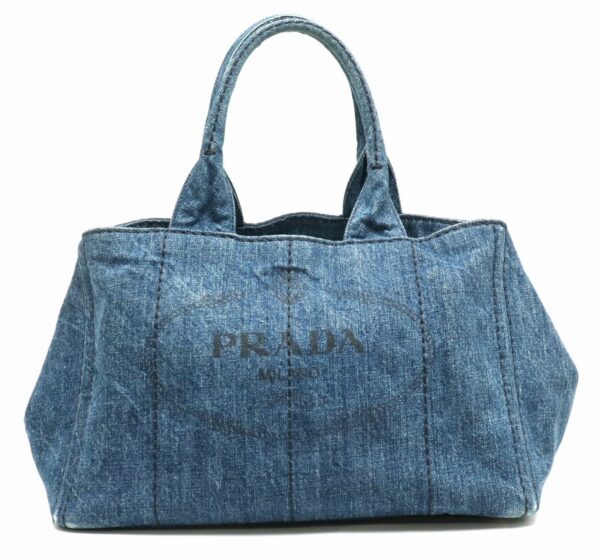 31860465 Prada Canapa Tote Bag Denim Canvas Blue