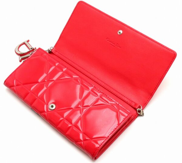 31861389 3 Christian Dior Lady Dior Cannage Chain Wallet Patent Leather Red