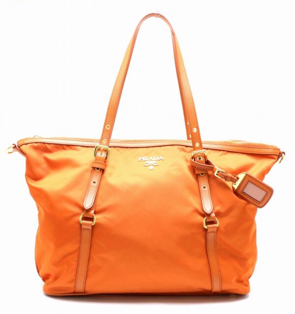 31861442 Prada Tote Bag Shoulder Tote Nylon Leather Orange