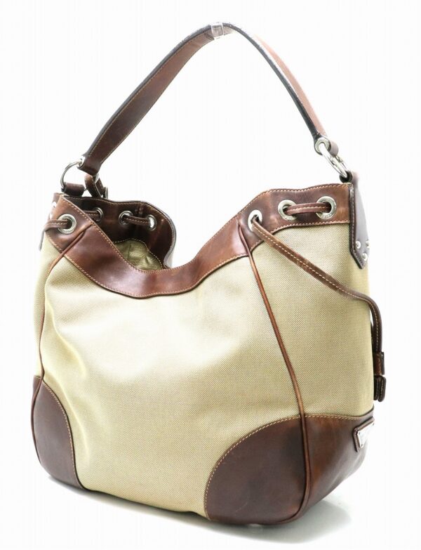 31870419 1 Prada Shoulder Bag Shoulder Canvas Leather Khaki Brown