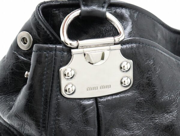 31870423 6 Miu Miu Tote Bag Leather Black Pink