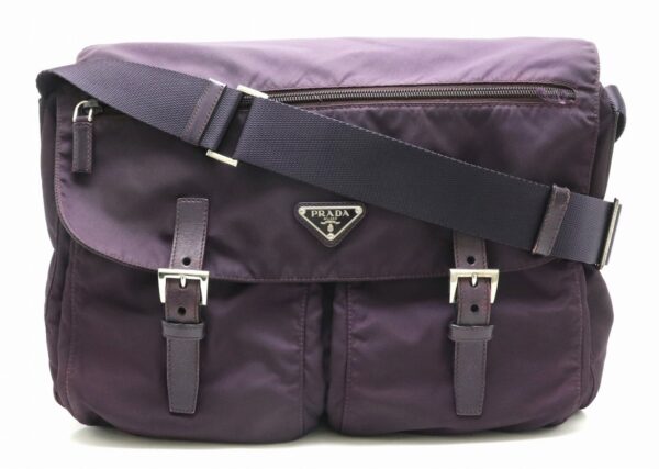 31870872 Prada Shoulder Bag Messenger Nylon Leather Purple