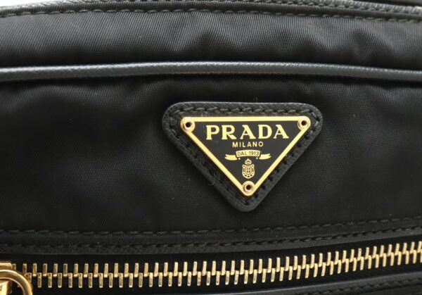 31881179 7 Prada Shoulder Bag Diagonal Nylon Leather Black