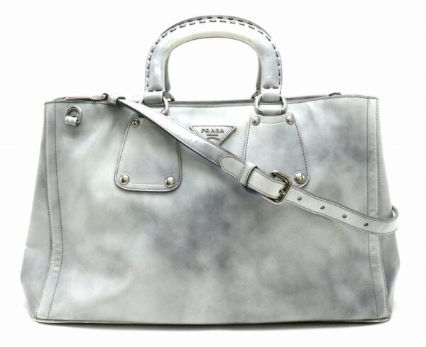 31881378 Prada Tote Bag 2WAY Leather Gray