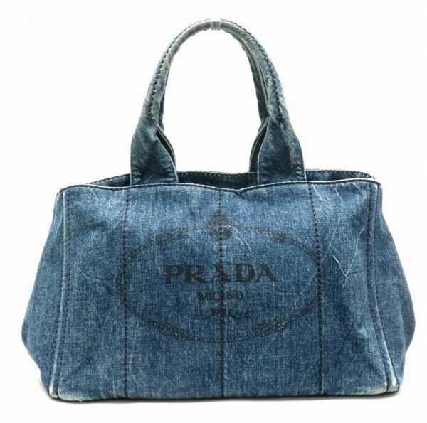 31881582 Prada Canapa Tote Bag Denim Canvas Blue