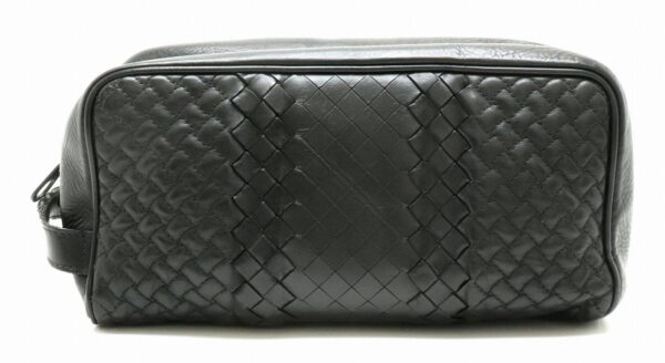 31881711 Bottega Veneta Intrecciato Clutch Bag Shoulder Bag Leather Calf Black