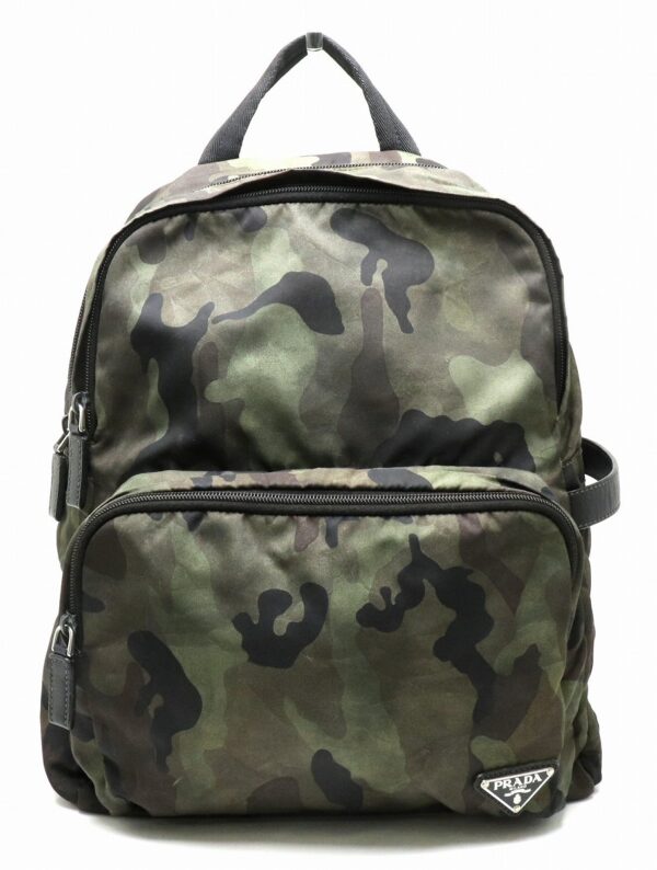 31891441 Prada Rucksack Backpack Camouflage Nylon Leather Green