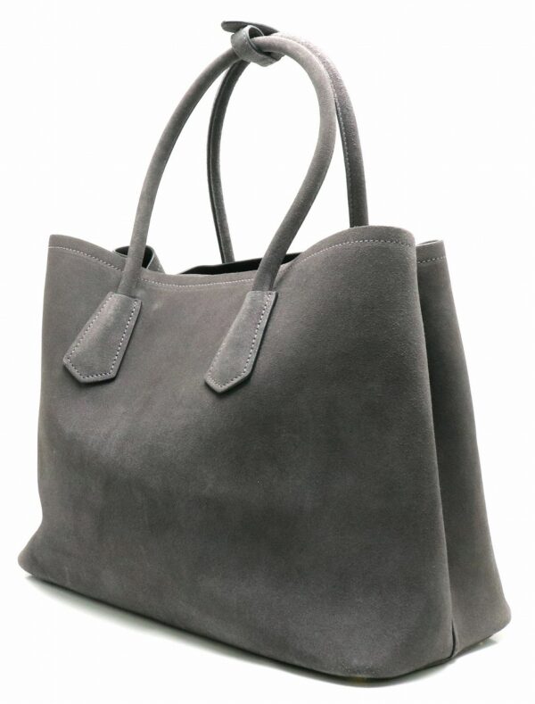 31891504 1 Prada Tote Bag Shoulder Tote Suede Charcoal Gray