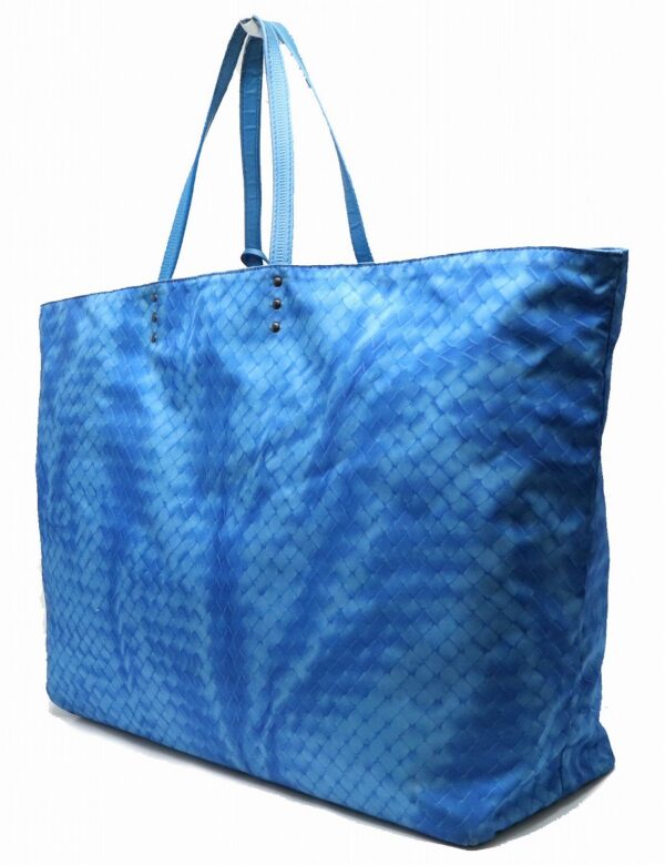 31900853 1 Bottega Veneta Intreccio Lusion Tote Bag Leather Nylon Blue