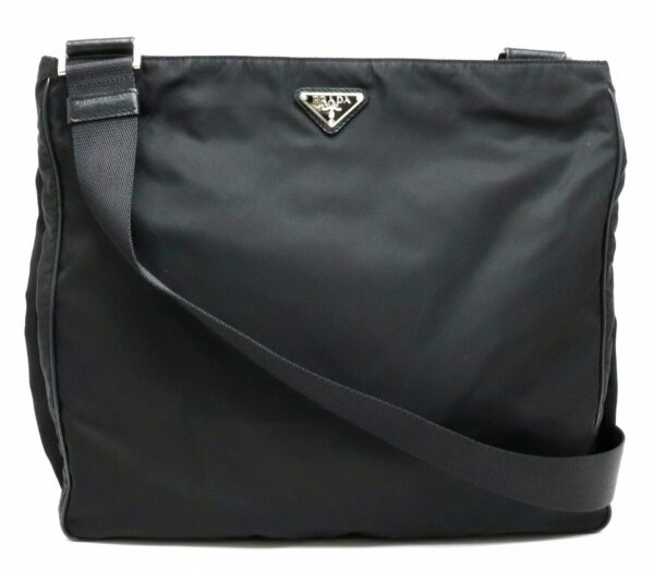 31901462 Prada Shoulder Bag Diagonal Nylon Leather Black