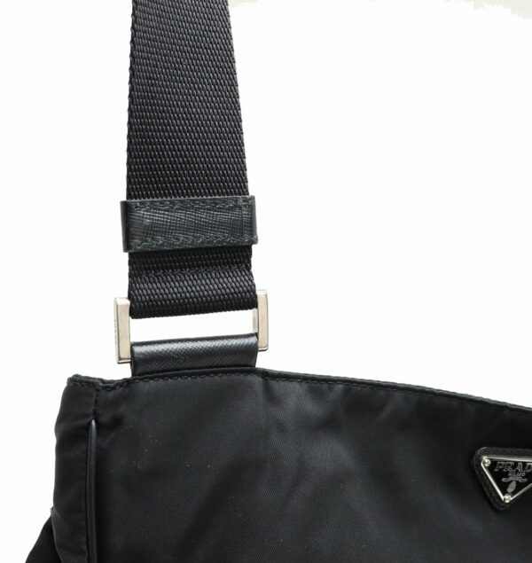 31901462 6 Prada Shoulder Bag Diagonal Nylon Leather Black