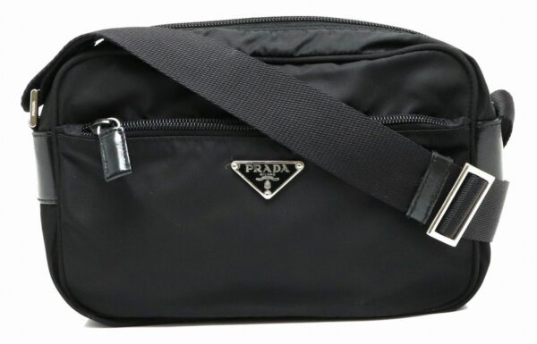 31901535 Prada Shoulder Bag Crossbody Nylon Leather Black