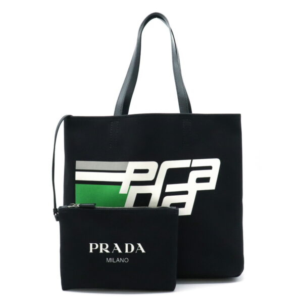 31910772 Prada Tote Bag Shoulder Tote Printed Canvas Black