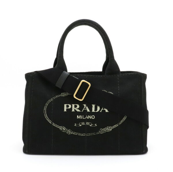 31911106 Prada Canapa Mini Tote Bag 2WAY Canvas Black