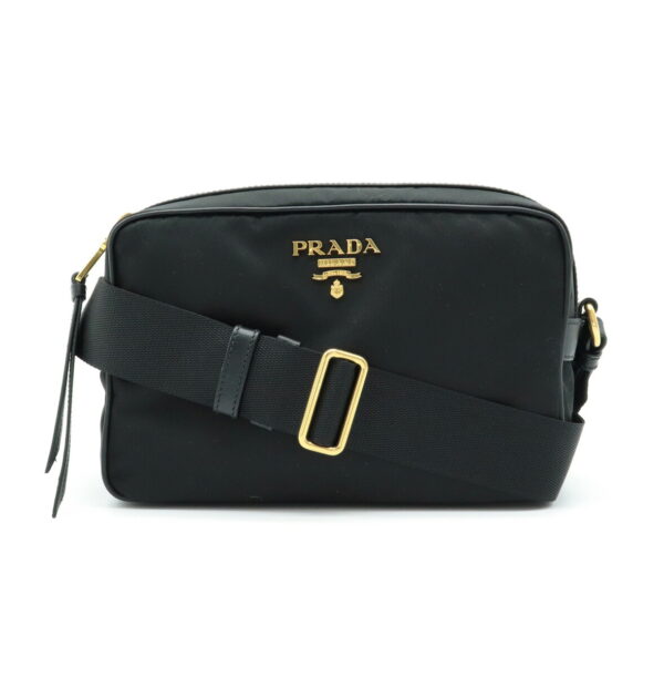 31911674 Prada Jacquard Shoulder Bag Crossbody Nylon Leather Black