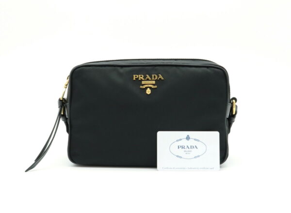 31911674 8 Prada Jacquard Shoulder Bag Crossbody Nylon Leather Black