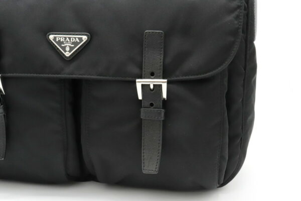 31920718 5 Prada Vela Shoulder Bag Diagonal Messenger Nylon Leather Black