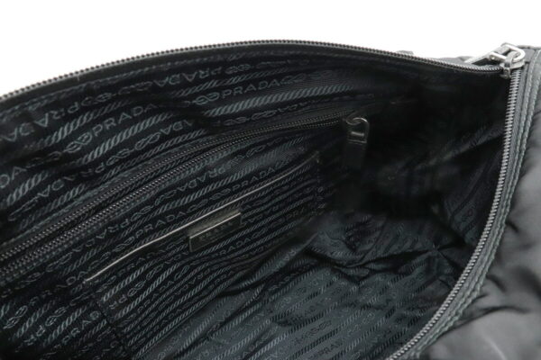 31920718 7 Prada Vela Shoulder Bag Diagonal Messenger Nylon Leather Black