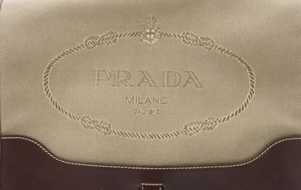 31921338 7 Prada Jacquard Crossbody Messenger Canvas Leather Brown