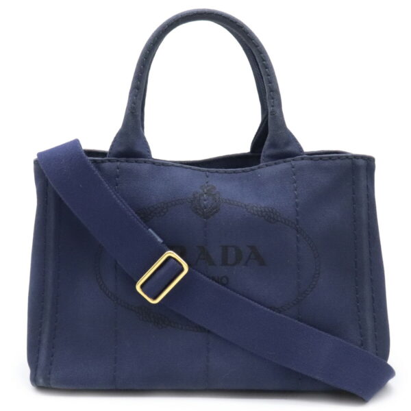 31931368 Prada Canapa Mini Tote Bag 2WAY Canvas Blue Blue