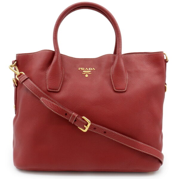 31940221 Prada Tote Bag 2WAY Crossbody Calf Leather Red