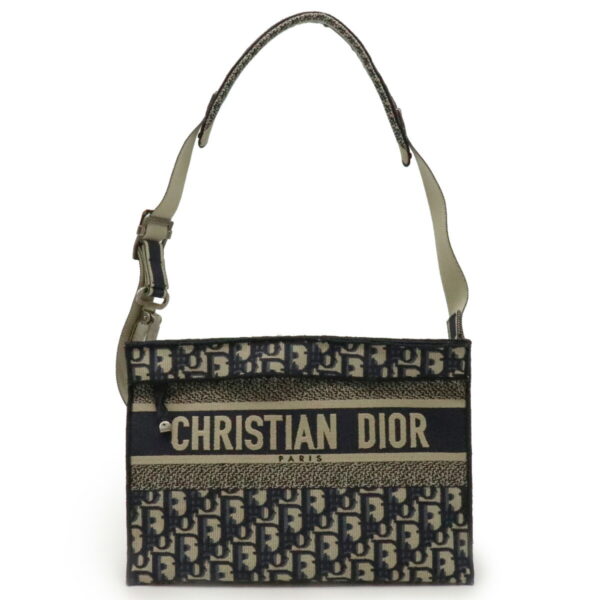 31940299 Christian Dior Oblique Trotter Embroidery Shoulder Bag Jacquard Navy