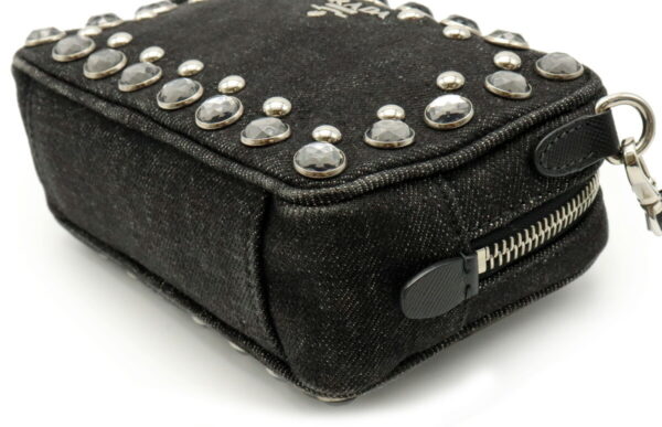 31980743 2 Prada Denim Borchie Mini Shoulder Bag Studded Denim Nero Black