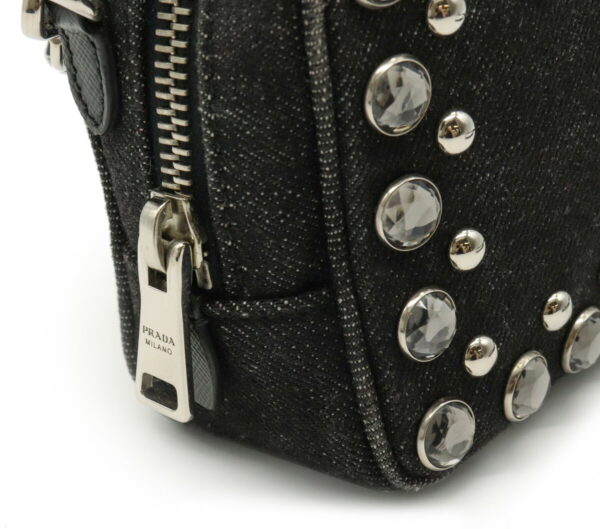 31980743 4 Prada Denim Borchie Mini Shoulder Bag Studded Denim Nero Black