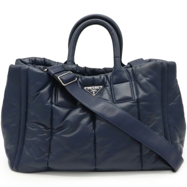 31980824 Prada Nappa Bomber Tote Bag Lamb Leather Navy