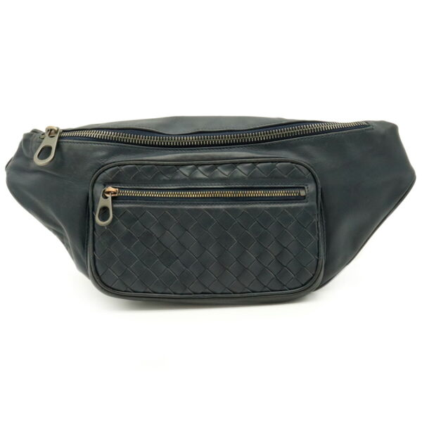 31981143 Bottega Veneta Intrecciato Body Bag Waist Pouch Leather Blue