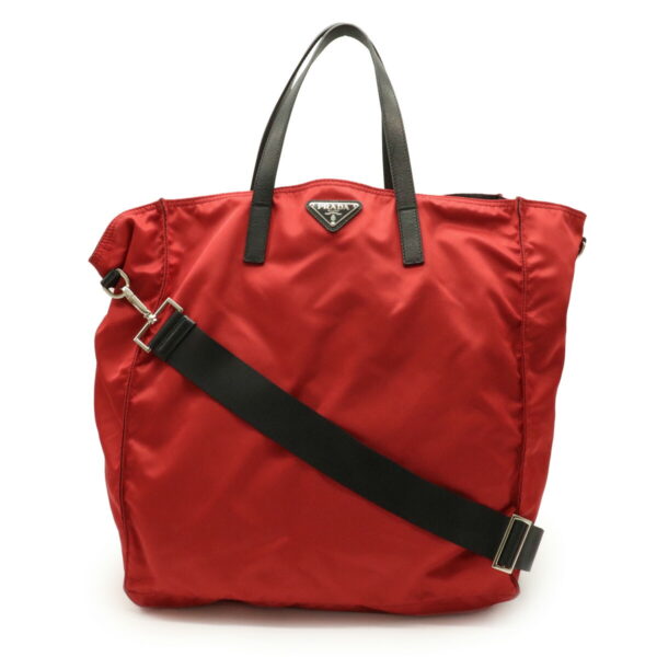 31981146 Prada Tote Bag Nylon Leather Red