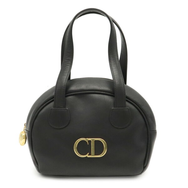 32000474 Christian Dior Handbag with D Ring Leather Black