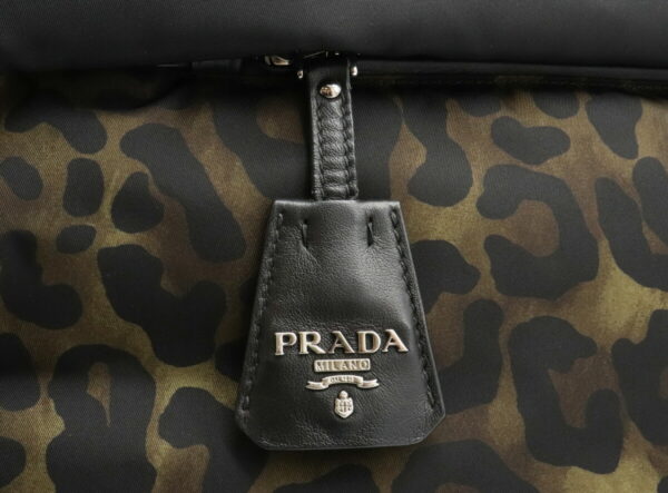 32001227 8 Prada Leopard Tote Bag Nylon Black Khaki