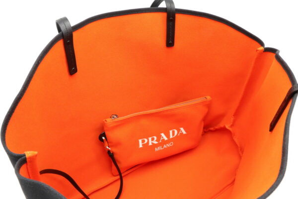 32010584 4 Prada Canapa Big Tote Bag Canvas Nero Black Orange