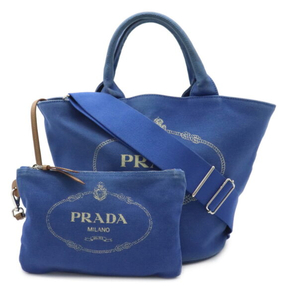 32010619 Prada Canapa Tote Bag Canvas Peonia Blue