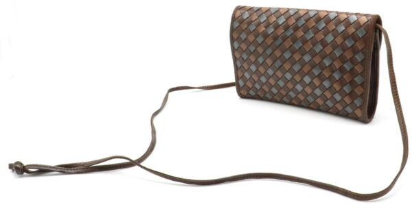 32010626 1 Bottega Veneta Intrecciato Crossbody Leather Brown Metallic Gray