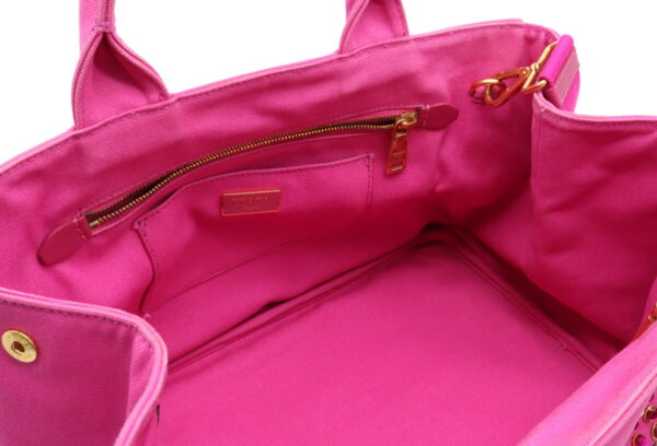 32010645 4 Prada Canapa Bijou Shoulder Bag Studded Canvas Fuxia Pink