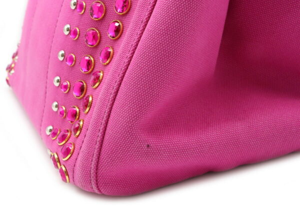 32010645 7 Prada Canapa Bijou Shoulder Bag Studded Canvas Fuxia Pink